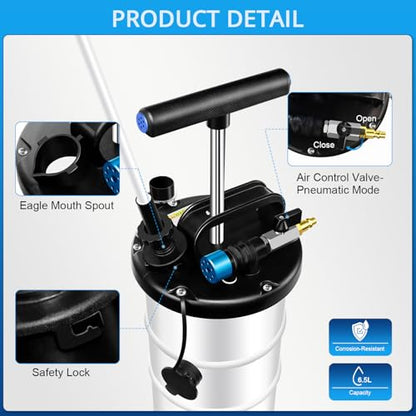 YSTOOL 6.5L Pneumatic & Manual Automotive Fluid Extractor Change Pump Set