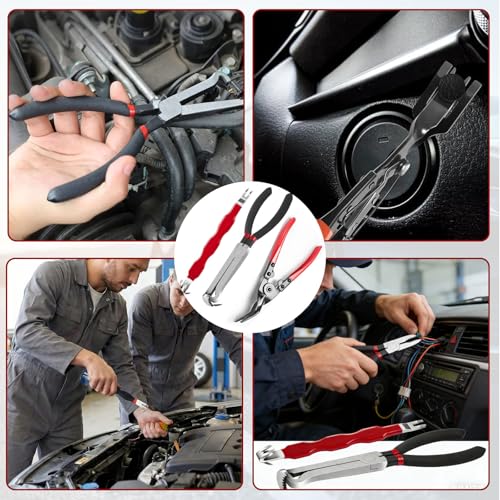 LUOWPZI 3 Pieces Electrical Disconnect Pliers for Cars, Automotive Electrical Plug Connector Disconnect Tool and Connector Separator and Interior Upholstery Trim Clip Pliers Remover Tool - size: 3 Pcs