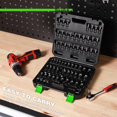 TecoTek 67-Piece Master Torx Bit Socket and External Torx Socket Set, 1/4", 3/8" and 1/2" Drive, S2 and Cr-V Steel, E4 - E24, T6 - T70, TT6 - TT70, TP8 - TP60, Includes 7PCS Socket Adapters