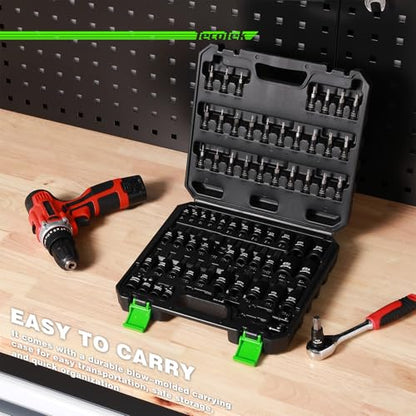 TecoTek 67-Piece Master Torx Bit Socket and External Torx Socket Set, 1/4", 3/8" and 1/2" Drive, S2 and Cr-V Steel, E4 - E24, T6 - T70, TT6 - TT70, TP8 - TP60, Includes 7PCS Socket Adapters