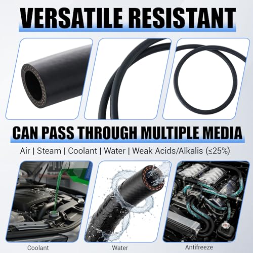 Outus 3/8" 25ft Heater Hose EPDM Coolant Radiator 85 PSI 2-Ply Black - size: 3/8" 25ft