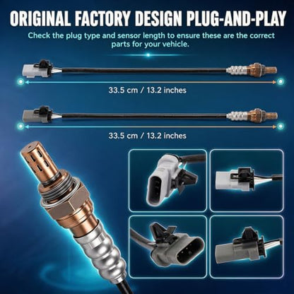 BBTO 4 Pcs Oxygen O2 Sensor Upstream Downstream Compatible with Chevy Compatible with GMC 4.3 5.3 6.2L Replace 234-4940 234-4974 12643708 12657188