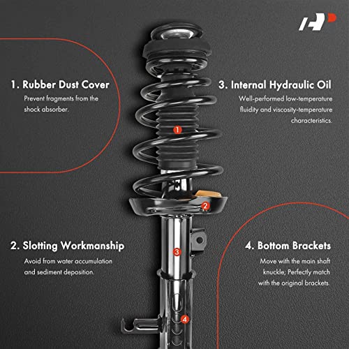 A-Premium Rear Complete Strut Assemblies with Coil Springs, Set of 2