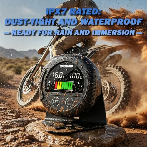 COOLSCHMAX 7V-100V Battery Voltmeter Gauge, IPX7 Waterproof - color: multi-color