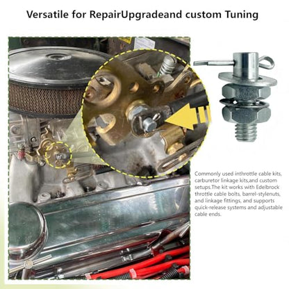 Throttle Cable Adapter Stud Kit #8009 for 1977-Later Chevrolet Steel-Built, Complete with Nut, Washers, and Cotter Pin