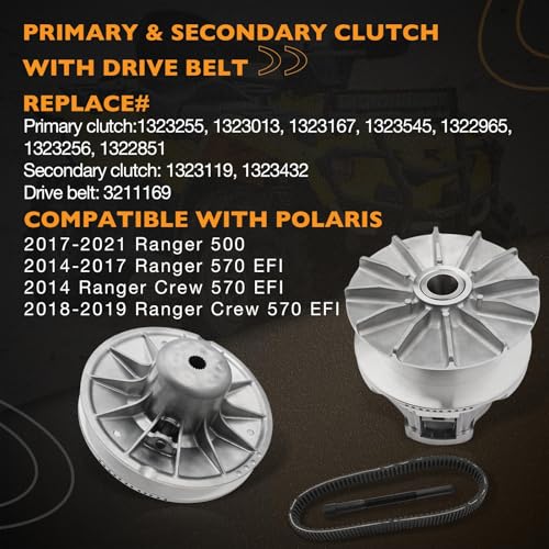 Primary & Secondary Clutch with Drive Belt, Replaces# 1323255/1323119