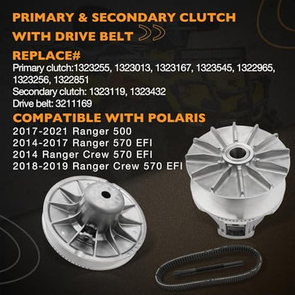 Primary & Secondary Clutch with Drive Belt, Replaces# 1323255/1323119