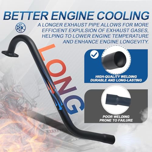 212cc Long Exhaust Pipe for Predator 224cc GX200 Mini Bike Go Kart Parts - size: Long without Muffler