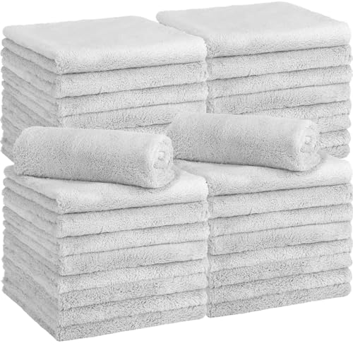 Shimeyao 30 Pcs 16 x 16 Inch Edgeless Microfiber Plush Towels for Cars Detailing Drying Wash Polishing Absorbent Cleaning Cloths, 500 GSM (Light Gray) - color: Light Gray, size: 16 x 16 Inch
