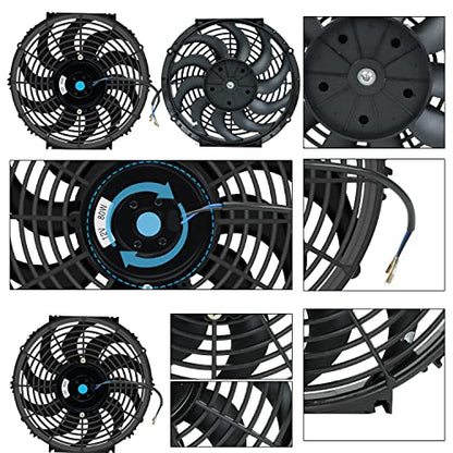 12 Inch Universal Slim Fan Push Pull Electric Radiator Cooling Fan - size: 12inch 80W
