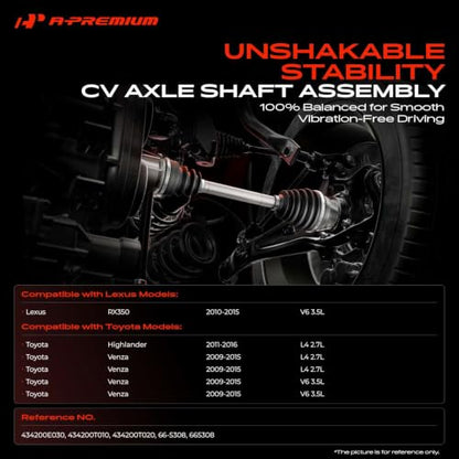 A-Premium Front Left Driver Side CV Axle Shaft Assembly - style: Front Driver Side