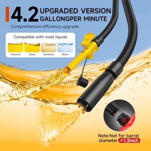 Fuel Transfer Pump with Auto-Stop,4.2 GPM electric gas can pump. - color: Yellow