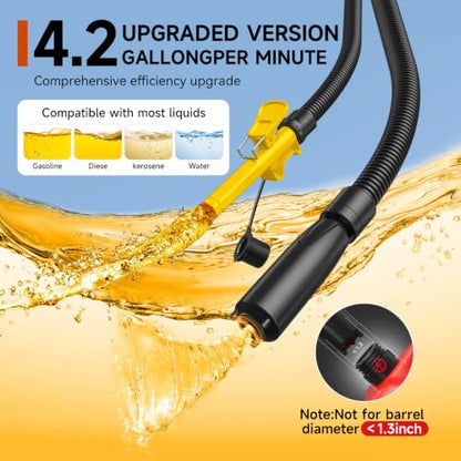 Fuel Transfer Pump with Auto-Stop,4.2 GPM electric gas can pump. - color: Yellow