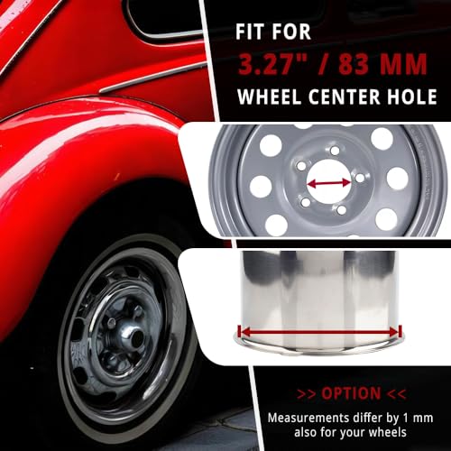 RTrhinotuning 4 PCS 3.27 in Stainless Steel Trailer Wheel Center Caps 3.41 in Tall for Truck SUV RV Rim Center Caps Chrome Push Through Hub Cover - color: Chrome, size: 3.27" Center Hole, 3.41" Height