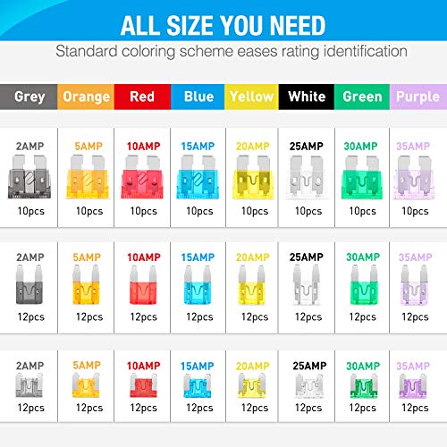 Nilight 272PCS Regular Mini and Low Profile Mini Blade Fuse Assortment Kit
