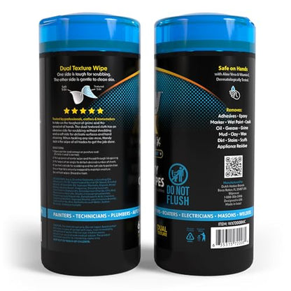 Wipex Handy Jack Heavy Duty Wipes, Dual Texture Cleaning Cloth – Used for Hands, Equipment, Tools, Garden, Automotive, Easily Removes Paint, Oil, Grease, & Dirt, 60 Count (Pack of 3) - size: 60 Count (Pack of 3), style: Canister