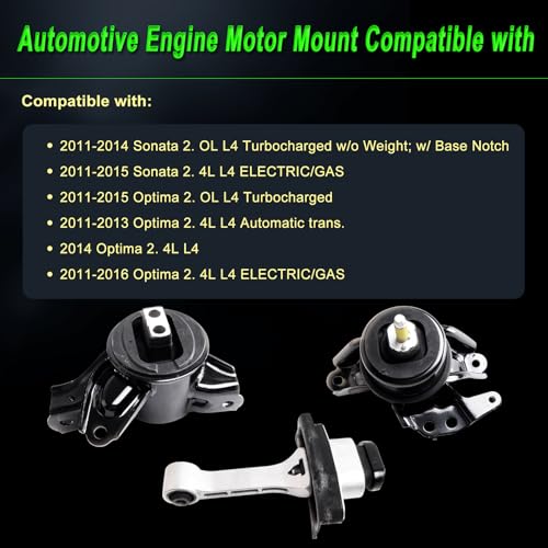 Engine Motor Mount Compatible with Sonata 11-15/Optima 11-16 2.0 2.4 - size: 2011-2014 Sonata 2.0T w/o Weight