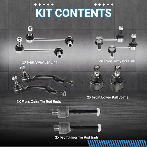 Front End Suspension Kit Compatible With 2008-2012 Honda Accord Tie Rods Inner and Outer Complete Kit, Automotive Replacement Tie Rod and Sway Bar - size: For 2008-2012 Honda Accord