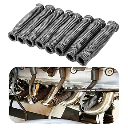 Spark Plug Wire Boots Thermal Protection Insulator Sleeve, 1200 Degree Heat shield Cover Wrap 6 inch for Car Truck 8PCS(black) - color: black