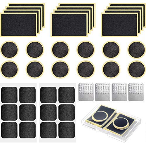 Boao 40 Pcs Bike Tire Patch Kit, Glueless Self Adhesive, 4 Metal Rasps