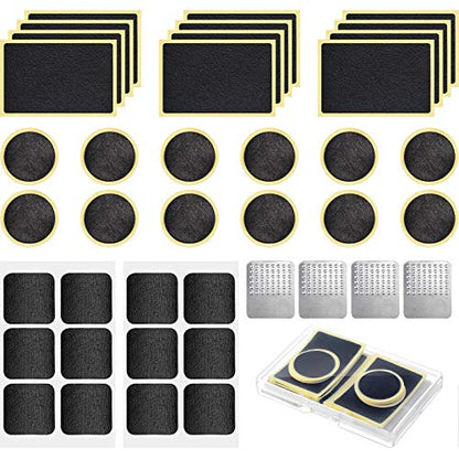 Boao 40 Pcs Bike Tire Patch Kit, Glueless Self Adhesive, 4 Metal Rasps