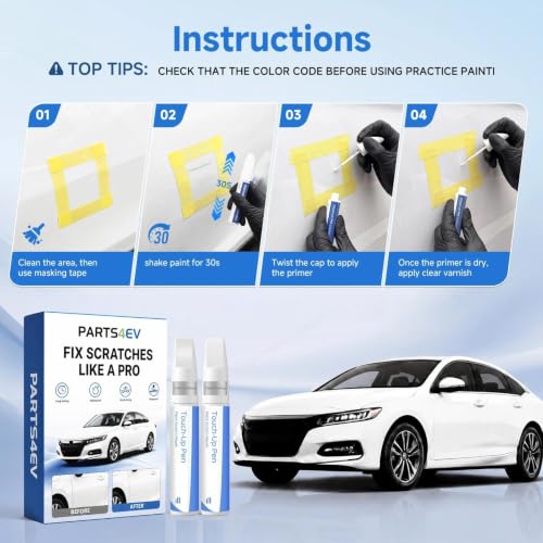 Pearl White Tricoat QAB for NISSAN Touch Up Paint Kit, Exact Match Touch Up Paint with 2K Clear Coat, Professional Scratch and Chip Repair - color: Pearl White Tricoat