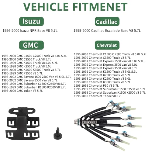 FJ504 Spider Injector W/Bracket Replacement For 5.7 Vortec Chevy V8 Engine Automotive Replacement Fuel Injectors Compatible With Gm Chevy Pickup Trucks K1500 Suburban Express Van Ca-dillac Escalade - size: FJ504