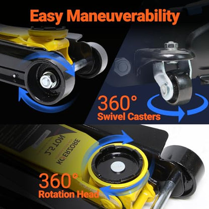 2.5 Ton Car Jack Low Profile Hydraulic Floor Jack, 5500 lbs Capacity, 3.4"-15.2" Lifting Range, Alloy Steel, Black, for Sedans and SUVs（Yellow - color: Yellow