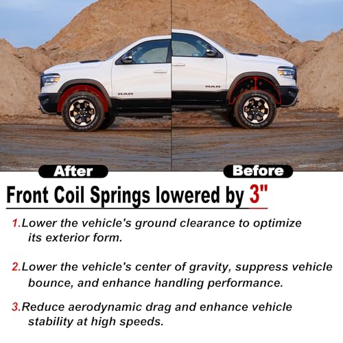 Heavy Duty 3" Front Coil Springs Lowering Kit for 1999-2007 Silverado 1500/Sierra 1500（V8 Only) Truck Drop Kit - color: Black, size: 99-07 1500 3"Drop