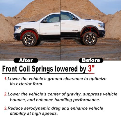 Heavy Duty 3" Front Coil Springs Lowering Kit for 1999-2007 Silverado 1500/Sierra 1500（V8 Only) Truck Drop Kit - color: Black, size: 99-07 1500 3"Drop