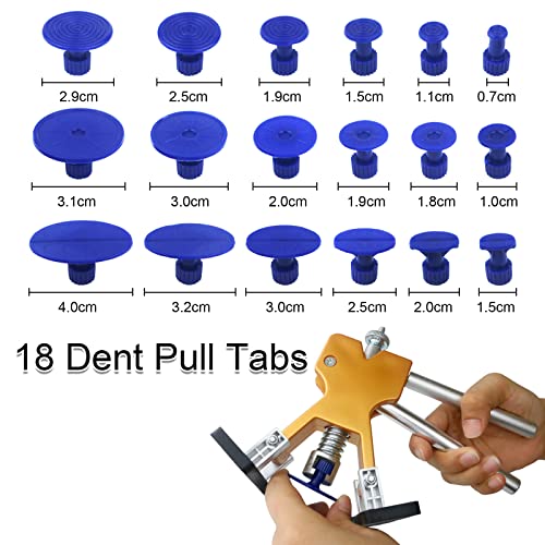 Tosucs Dent Repair Tool Paintless Car Dent Puller Kit with 18 Taps and Glue Gun Adjustable Dent Repair Removal Lifter Pull Tool for Automobiles, Refrigerator, Motorcycle, Metal Dent Repair(34pcs)
