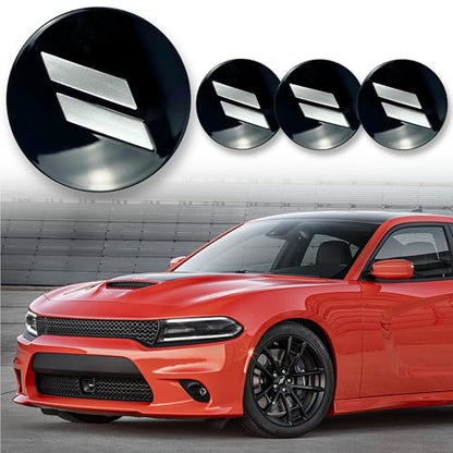 4pcs 63mm 2.5 inches Slash Wheel Center Cap Covers Fit for Dodge Charger Durango Dart 2015-2020 Jeep/Chrysler - color: Black-Sliver