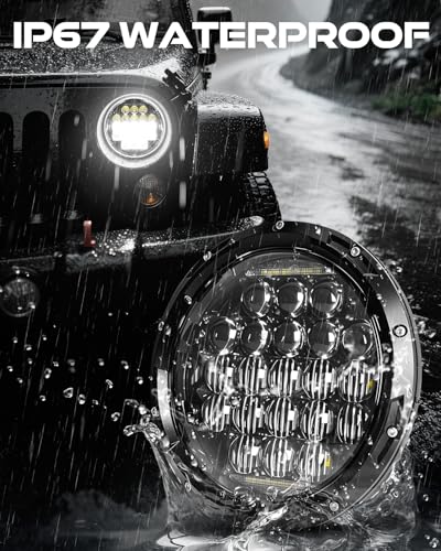 5D 7 Inch LED Headlights Black - Pair