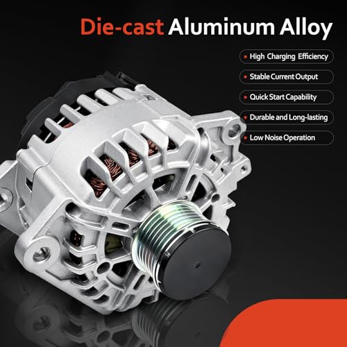 New Alternator Fit for L4 2.5L Nissan 2007-2012 Altima, 2007-2012 Sentra, 2011-2013 Rogue, 2014 2015 Rogue Select, Replacement for 11258, 23100-JA02A, TG12C032, AVA0074, TG12S217, 11258N
