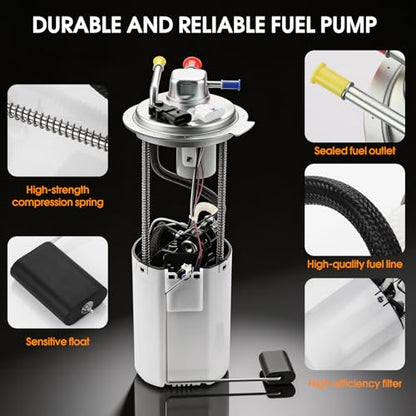 Electric Fuel Pump Module Assembly E3609M with Pressure Sensor Fit for Chevrolet Silverado & GMC Sierra 1500 2500 HD Classic, 2004-2007, 4.3L, 4.8L, 5.3L, 6.0L, 8.1L, Replace#FG0392, Sending Unit
