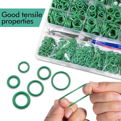 XBVV 595 Pcs Metric and SAE Air Conditioning O-Ring Kit for Automotive A/C, Compressor and Professional Faucet Plumbing Seal O Rings Repair with O-Ring Picks,Resist Oil and Heat