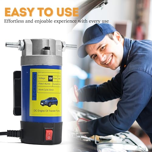 Oil Transfer Pump 12V, 100W Self Priming Oil Change Pump, Portable Gear Oil Pump, Zikepa Engine Oil Extractor Pump for Boats Cars RVs Trucks Motorcycles Lawnmowers
