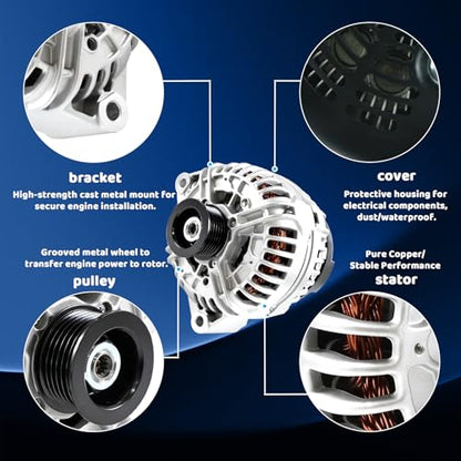 WorldCraft 14V 180A High Output Alternator for Mercedes CL55 E55 S55 AMG - size: 0-124-625-007