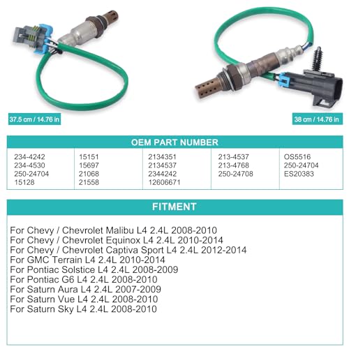 AULINK Oxygen Sensor 234-4242 234-4251 Upstream Downstream for 2.4L 2010-2014 Chevrolet Chevy Equinox GMC Terrain for GMC Terrain,for Pontiac Solstice G6, for Saturn Aura Vue Sky