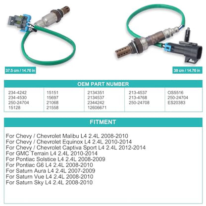 AULINK Oxygen Sensor 234-4242 234-4251 Upstream Downstream for 2.4L 2010-2014 Chevrolet Chevy Equinox GMC Terrain for GMC Terrain,for Pontiac Solstice G6, for Saturn Aura Vue Sky