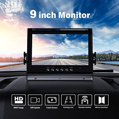 eRapta 1080P Wired Backup Camera System Kit,9" HD DVR Monitor - color: Grey