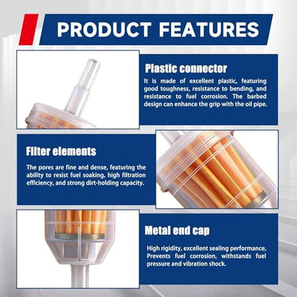 36 Pack Gas Inline Fuel Filter 1/4 x 5/16 - Replacement for Briggs & Stratton, John Deere & Kawasaki