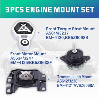 Engine Motor and Transmission Mount Kit Compatible with 2012-2015 Explorer - size: A5634 A5614 A5612