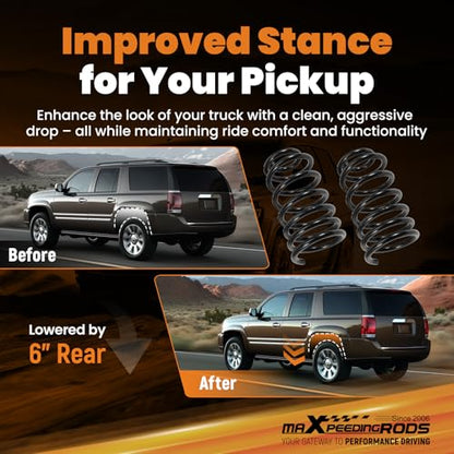 maXpeedingrods 6” Rear Lowering Spring for GM SUV 2000-2006, for Tahoe - size: 6" Rear