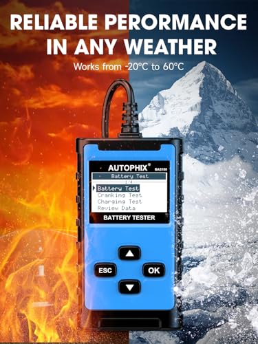 AUTOPHIX BAS100 12V/24V Car Battery Tester, 100-2000 CCA Load Tester - color: Sky Blue