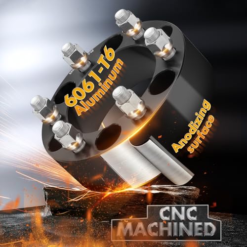 dynofit 2in 6x5.5 Wheel Spacers for 1999-2026 Silverado Siera1500 Yukon | 2019-2026 Ram 1500, Forged Aluminum Spacers Set Kit Compatible with Chevrolet GMC Cadillac M14x1.5 Stud 108mm Center Bore - size: 2 inch 108mm