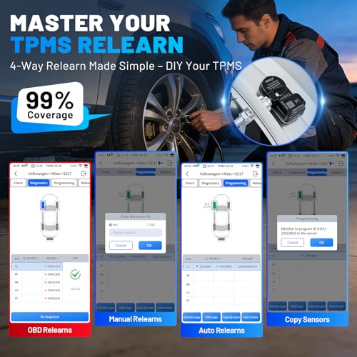 XTOOL TP300 TPMS Programming Tool, Engine ABS SRS Transmission OBD2 Scanner
