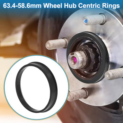 Car Wheel Hub Centric Rings Durable OD 63.4mm to ID 58.6mm Wheels Center Shaft Shock Absorbing Hubrings Polycarbonate Black 4 Pcs - size: OD 63.4mm to ID 58.6mm