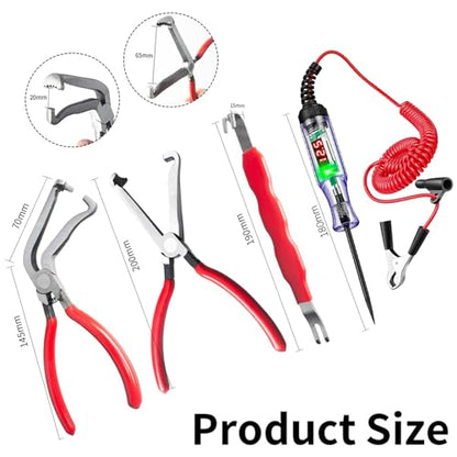 Electrical Disconnect Pliers Set – Automotive Electrical Tools & Connector Removal Tool Kit with Hose Clamp Pliers, Wire Terminal Separator, and Car Plug Connector - color: Red