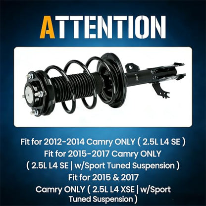 Front Struts for 12-17 Toyota Camry (2.5L SE), 15 & 17 Camry (2.5L XSE)
